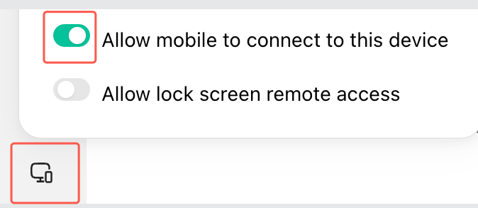 Allow mobile to connect to this device