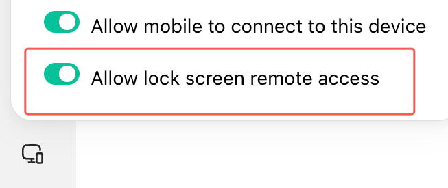 Allow lock screen remote access